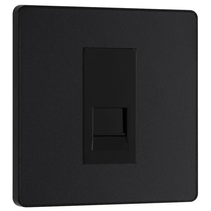 Luceco Evolve Matt Black Single Master Telephone Socket