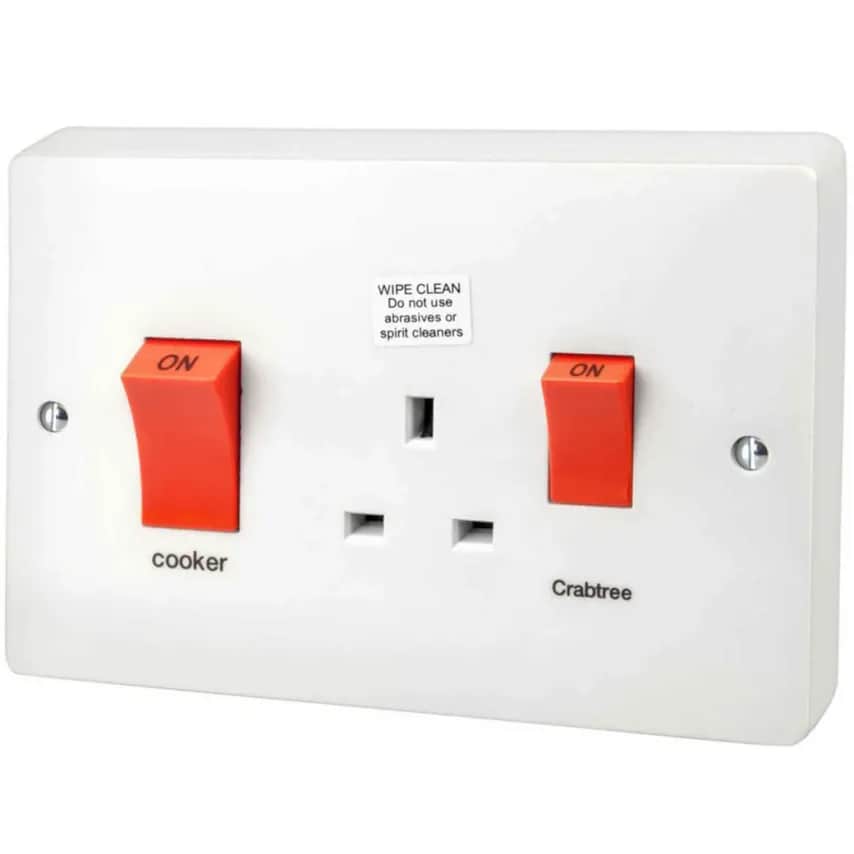 Electrium Cooker Control Switch DP Main Switch and Socket 45A White