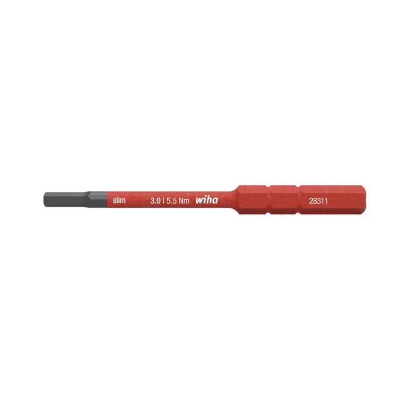 Wiha Screwdriver VDE Electric Slimbit Hex 2.0 x 75mm Chrome Vndm Steel I