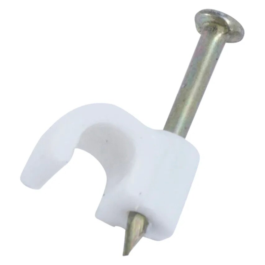 Newlec Nail In Round Cable Clip White for 3-5mm Diameter Cable- you get 100