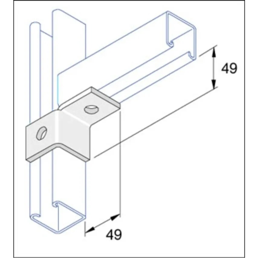 Bracket Wing RH 2 Hole for 2 Chnl 50 x 50mm Steel Hot Dipd Galvanised Sec