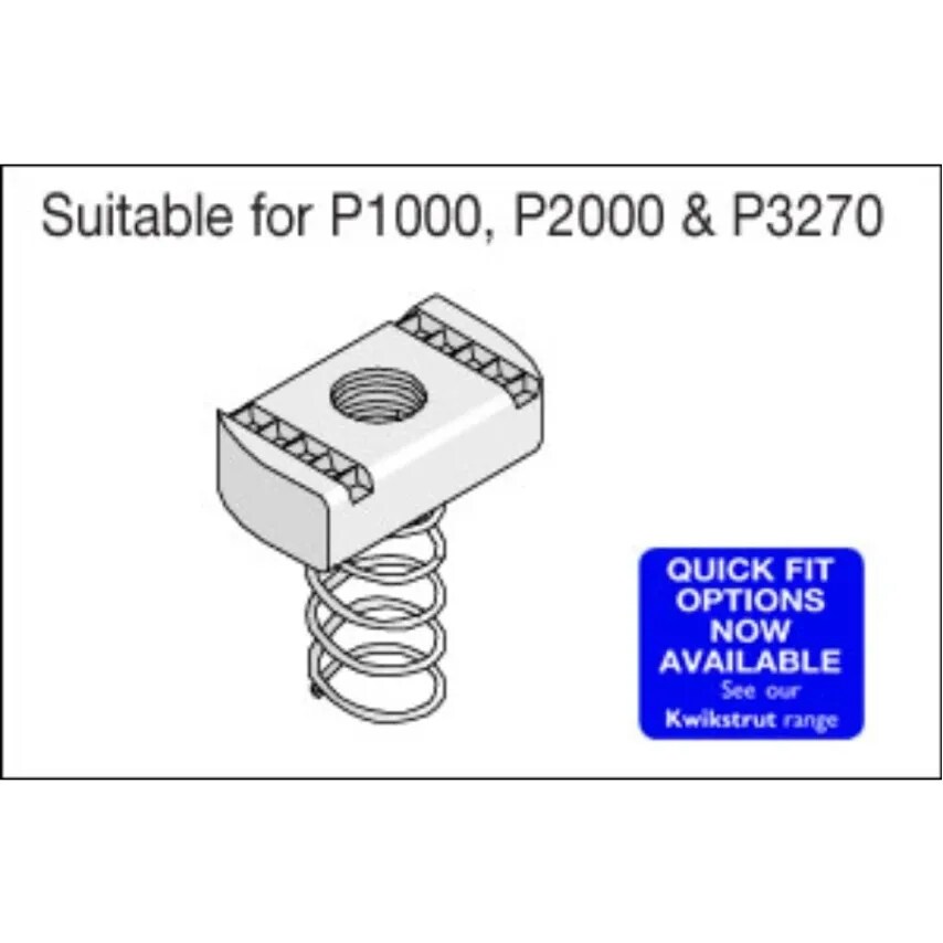 Unistrut Channel Nut Long Spring M12 Electro-Zinc Plated