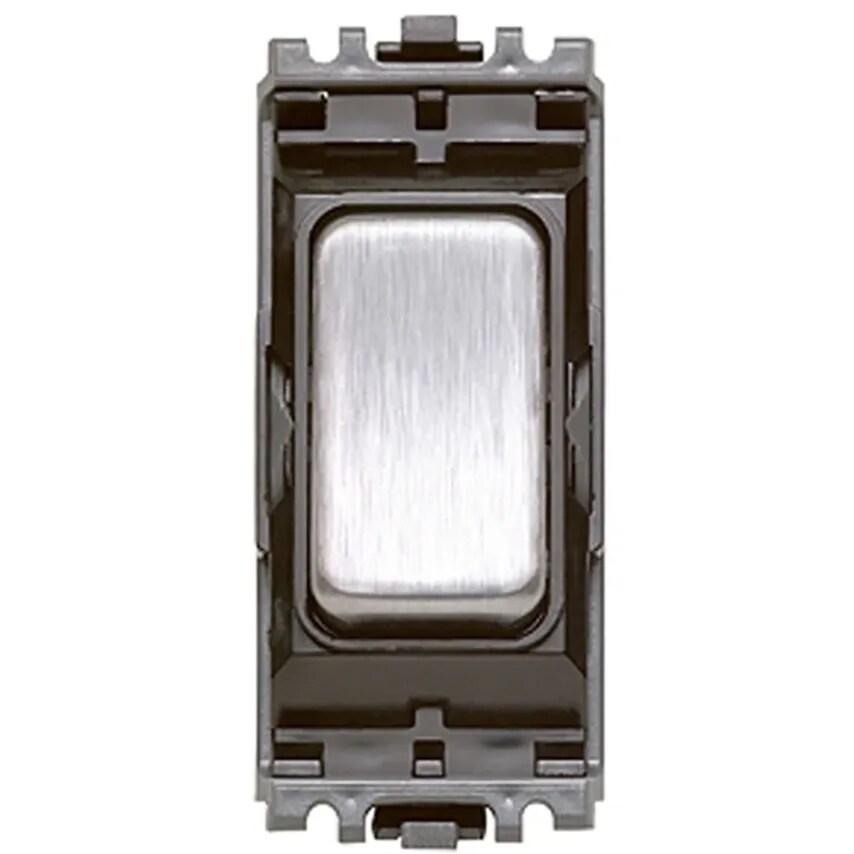Grid Switch 2 Way SP 10A Brushed Stainless Steel Black Inserts
