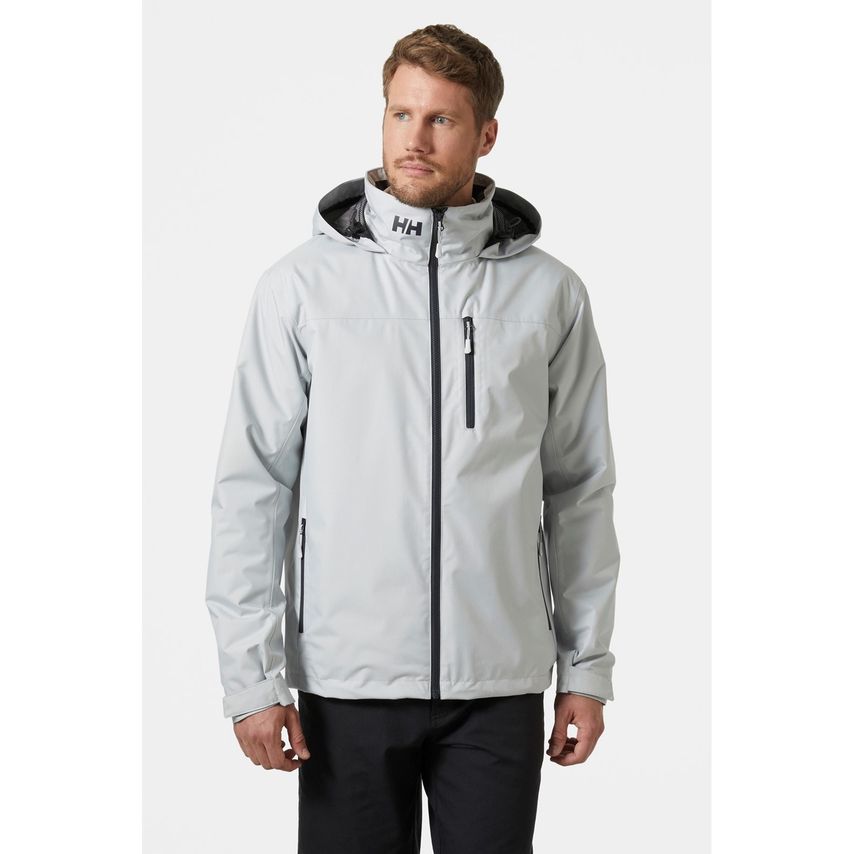 Helly Hansen Crew Hooded Midlayer Grey Fog Sailing Jacket 2.0 for Male - Size Me