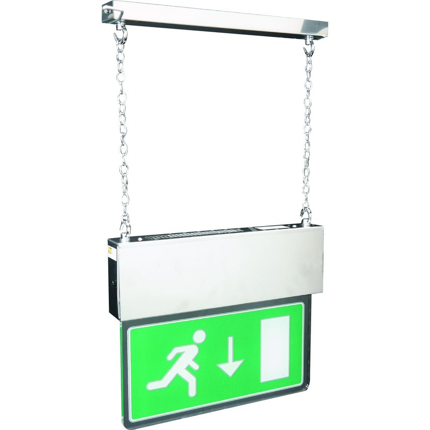BLE Bingham LED Hanging Exit Sign, Slave, 230V, Chrome