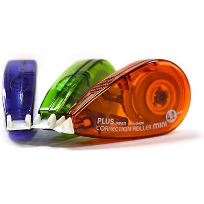 Plus By Pentel Correction Roller Mini 6mx4.2mm Assorted Pack of 3