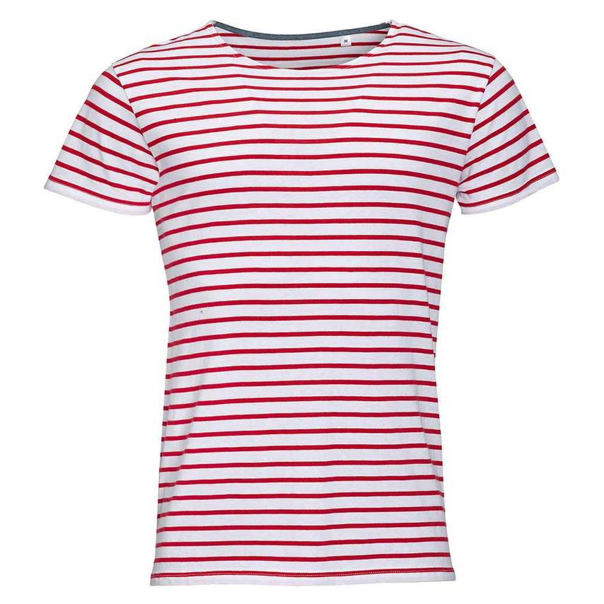 SOL'S miles Striped T-Shirt Mens White/Red - 01398 WH/RD XXL