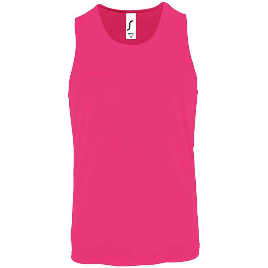 SOL'S Sporty Performance Tank Top Mens Neon Pink - 02073 NPI S