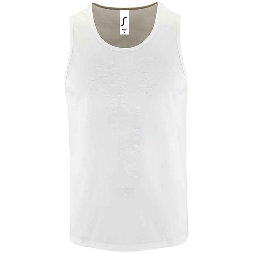 SOL'S Sporty Performance Tank Top Mens White - 02073 WHI L