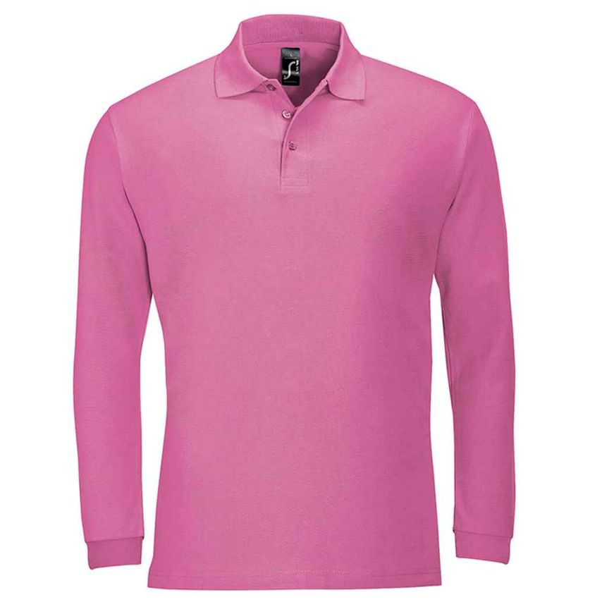 SOL'S Winter II Long Sleeve Cotton Piqu Polo Shirt Mens Flash Pink - 11353 FSP X