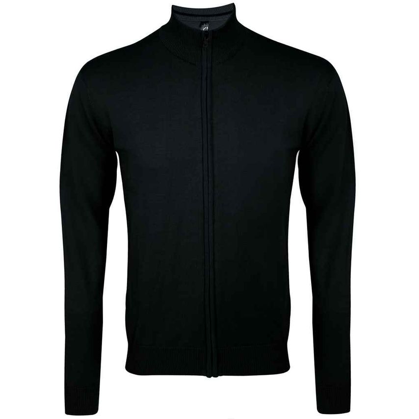 SOL'S Gordon Full Zip Cotton Acrylic Cardigan Mens Black 10548 Black XXL