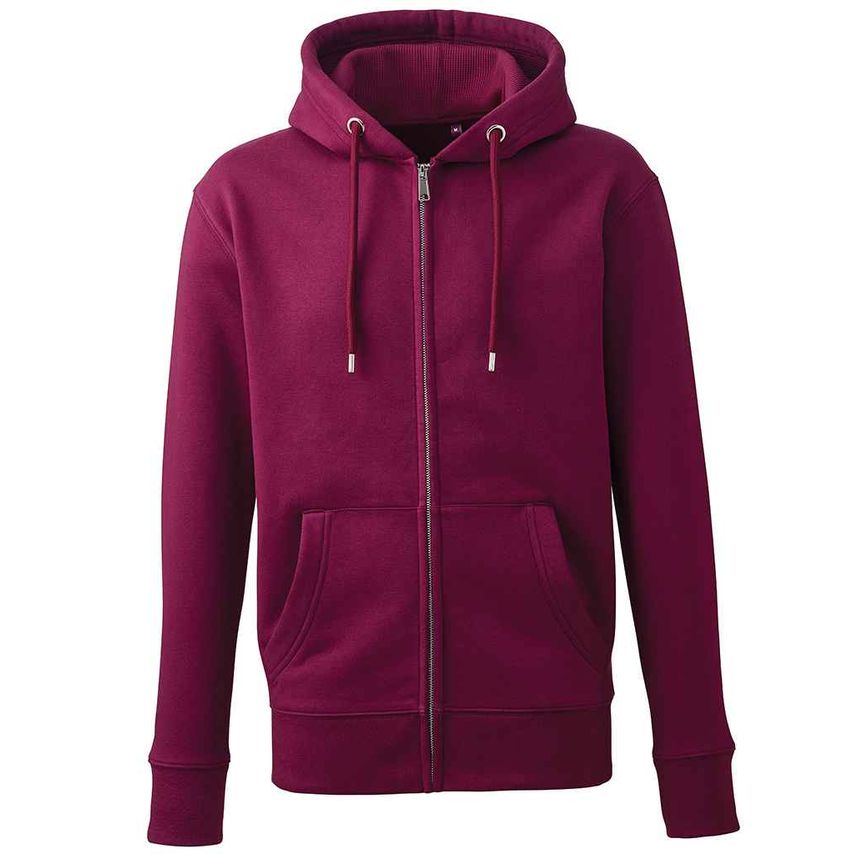 Anthem Organic Full Zip Hoodie Mens Burgundy - AM02 BUR XL