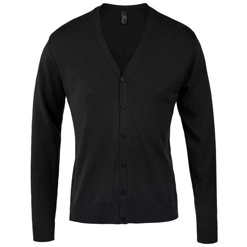 SOL'S Golden Cotton Acrylic V Neck Cardigan Mens Black 90011 Black XXL