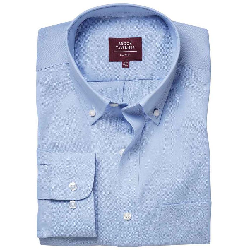 Brook Taverner Whistler Long Sleeve Oxford Shirt Mens Sky Blue - BK588 SKY 15.5