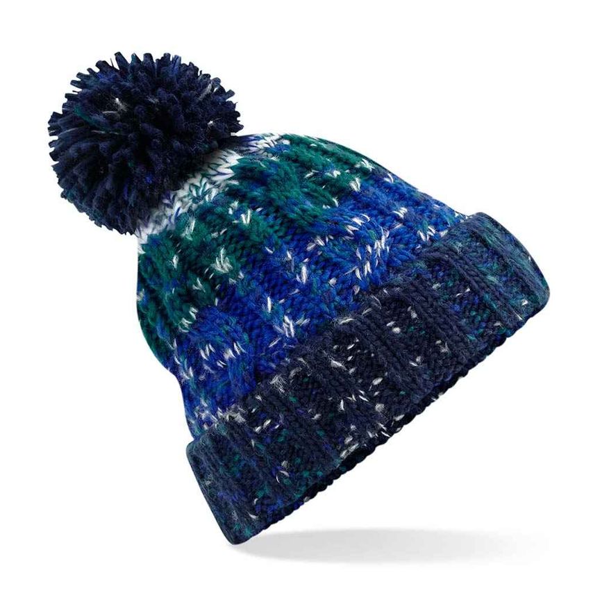 Beechfield Corkscrew Pom Pom Beanie Alpine Blues - BB486 APB ONE