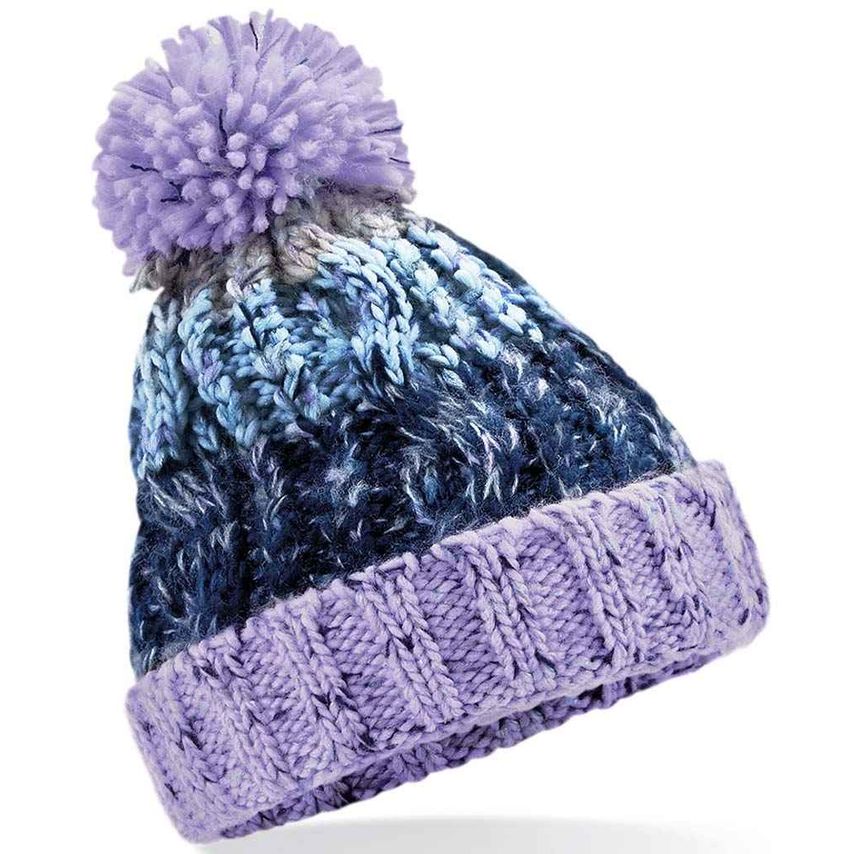 Beechfield Junior Corkscrew Pom Pom Beanie Kids Lavender Fizz - BB486B LFZ ONE