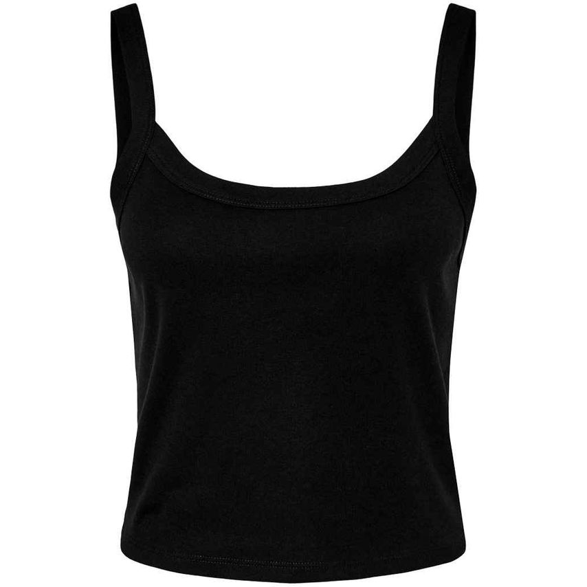 Bella+Canvas Bella Ladies Micro Rib Spaghetti Strap Tank Top Ladies Solid Black