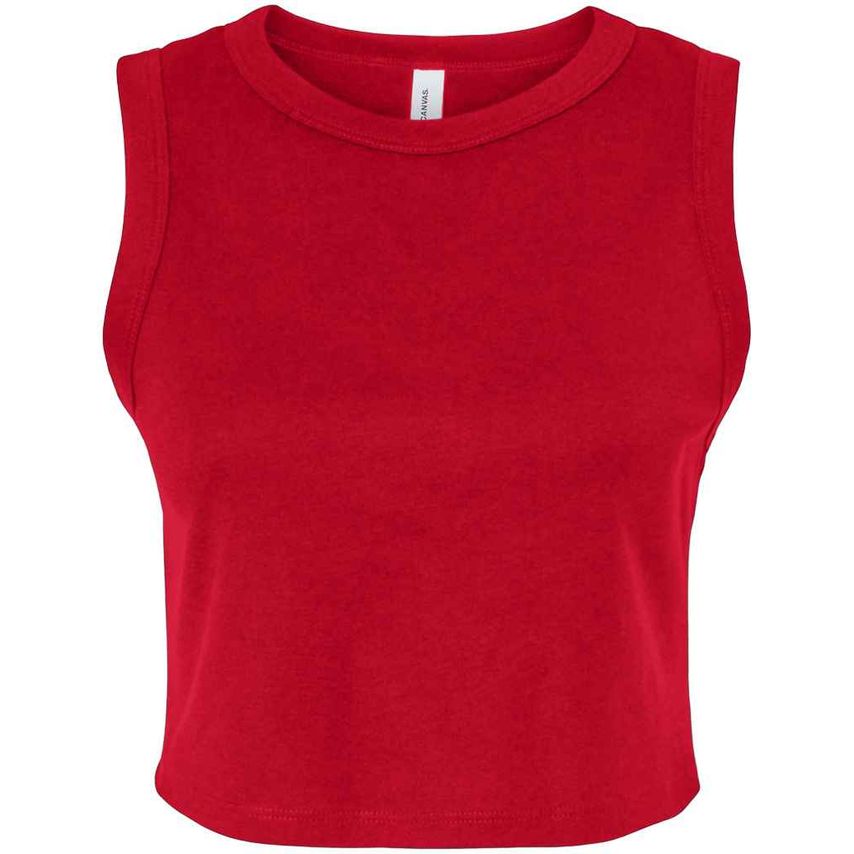 Bella+Canvas Bella Ladies Micro Rib Muscle Crop Tank Top Ladies Solid Red Blend