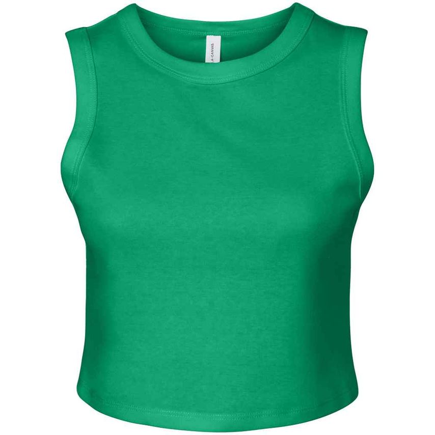 Bella+Canvas Bella Ladies Micro Rib Muscle Crop Tank Top Ladies Solid Kelly Gree