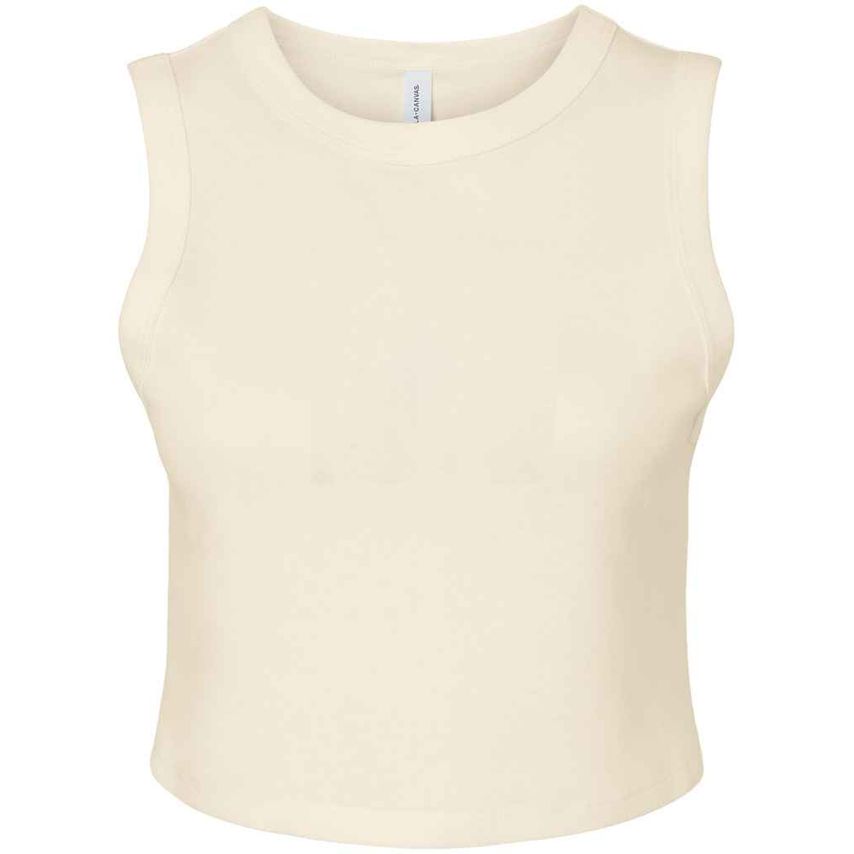 Bella+Canvas Bella Ladies Micro Rib Muscle Crop Tank Top Ladies Solid Natural Bl