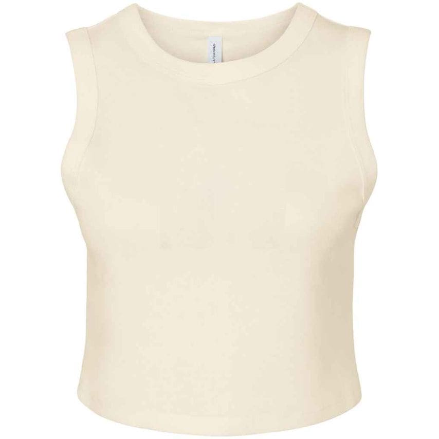 Bella+Canvas Bella Ladies Micro Rib Muscle Crop Tank Top Ladies Solid Natural Bl