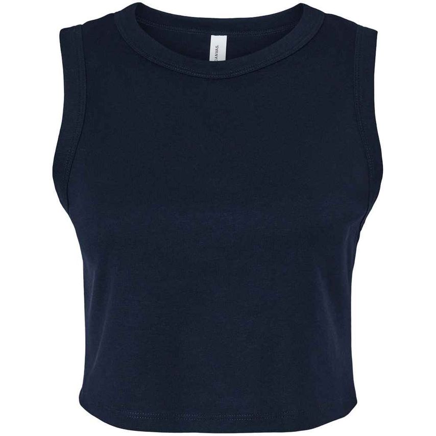 Bella+Canvas Bella Ladies Micro Rib Muscle Crop Tank Top Ladies Solid Navy Blend