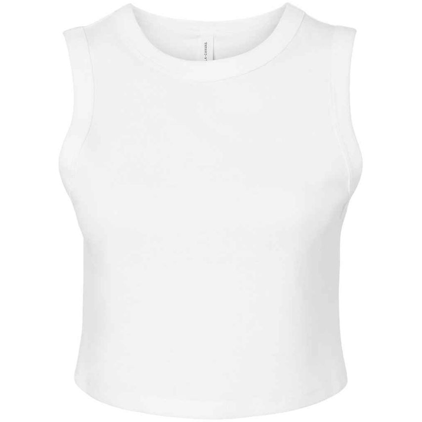 Bella+Canvas Bella Ladies Micro Rib Muscle Crop Tank Top Ladies Solid White Blen