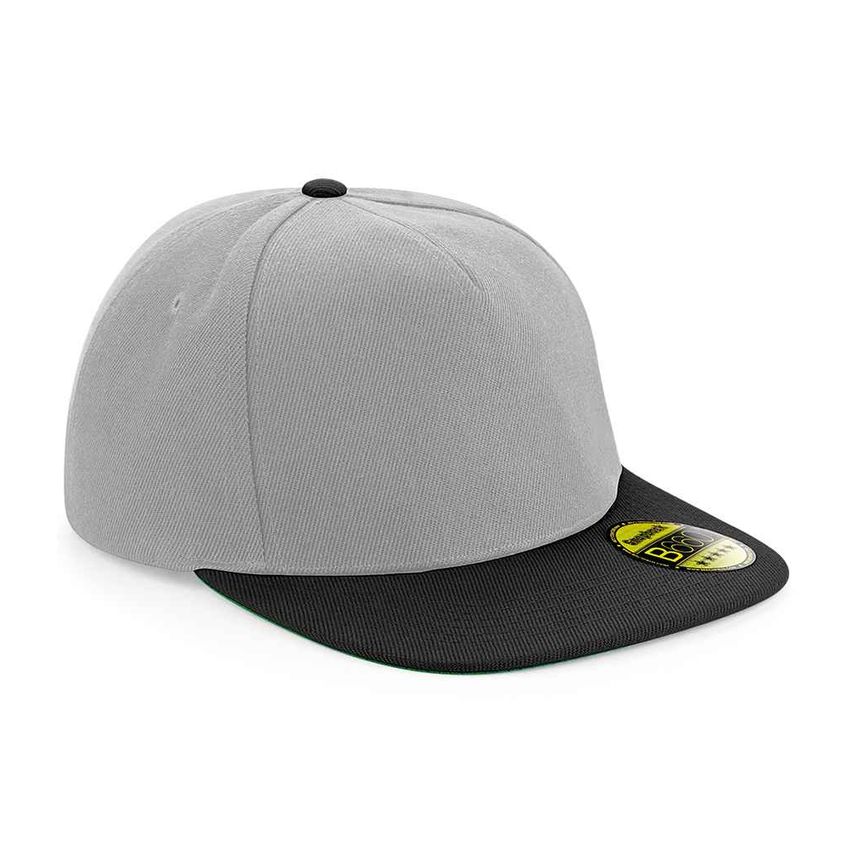 Beechfield Original Flat Peak Snapback Cap Grey/Black - BB660 GY/BK ONE
