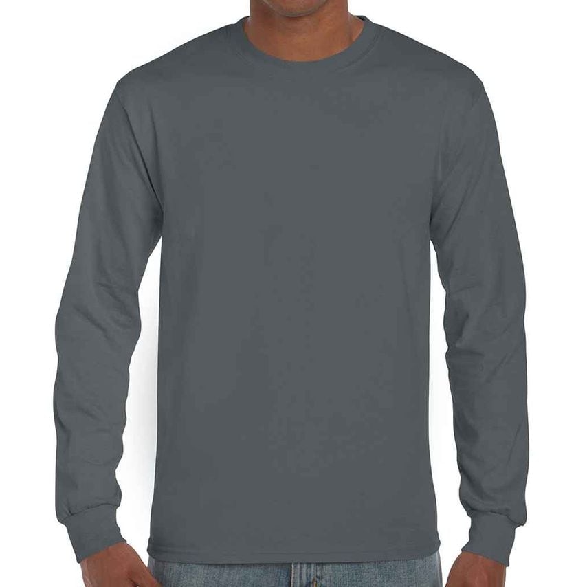 Gildan Ultra Cotton Long Sleeve T-Shirt Mens Charcoal - GD14 CHA L