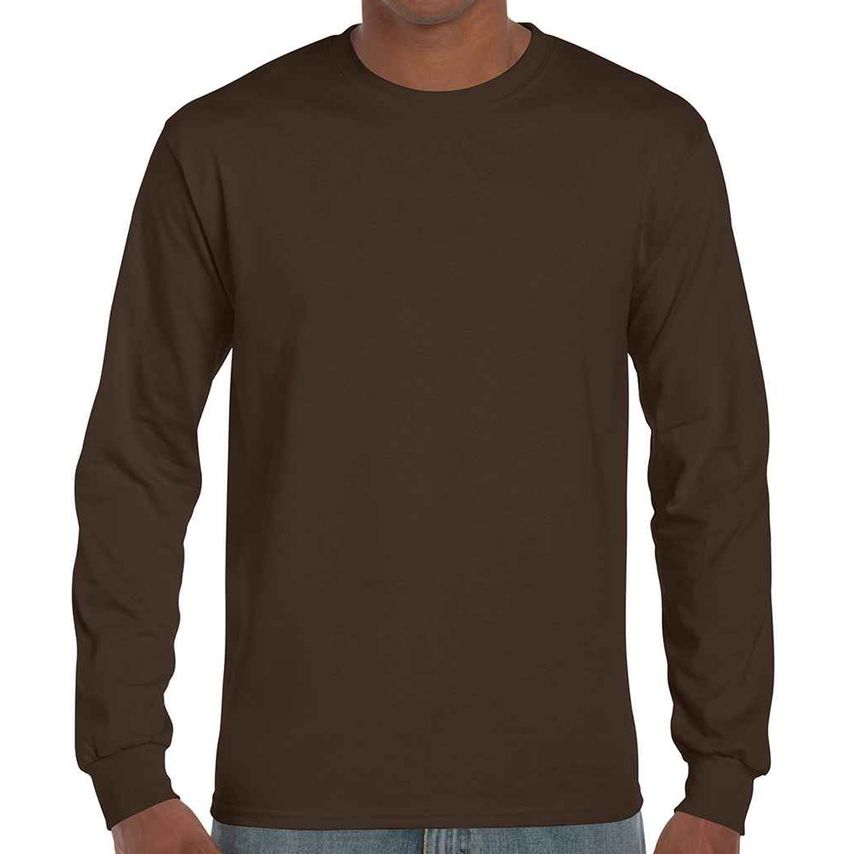 Gildan Ultra Cotton Long Sleeve T-Shirt Mens Dark Chocolate - GD14 DCH 3XL