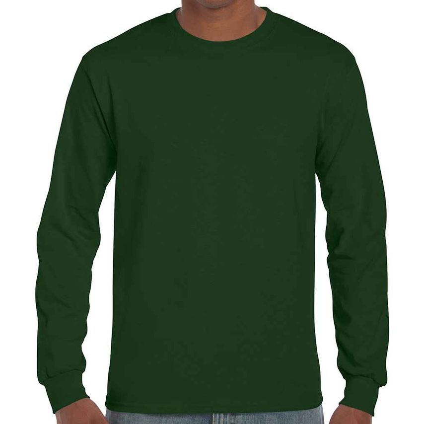 Gildan Ultra Cotton Long Sleeve T-Shirt Mens Forest Green - GD14 FOR XXL