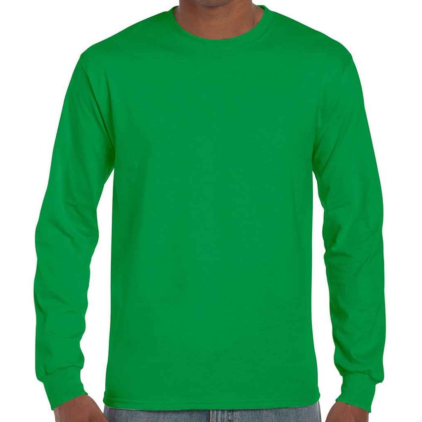 Gildan Ultra Cotton Long Sleeve T-Shirt Mens Irish Green - GD14 IGN M