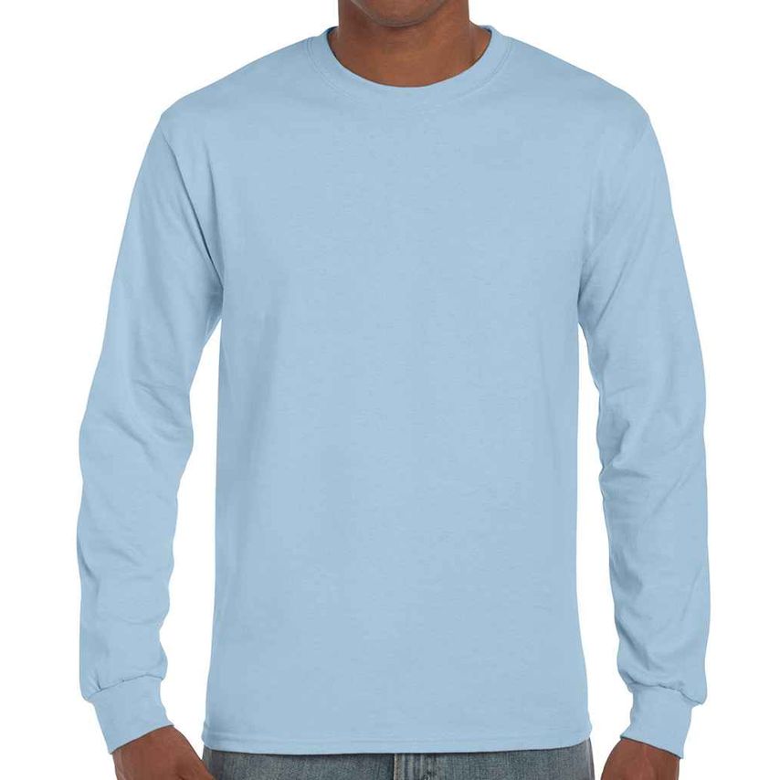 Gildan Ultra Cotton Long Sleeve T-Shirt Mens Light Blue - GD14 LBL XXL