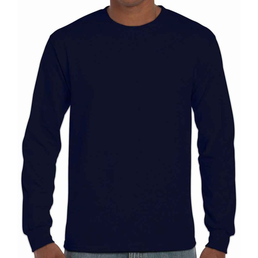 Gildan Ultra Cotton Long Sleeve T-Shirt Mens Navy - GD14 NAV 4XL