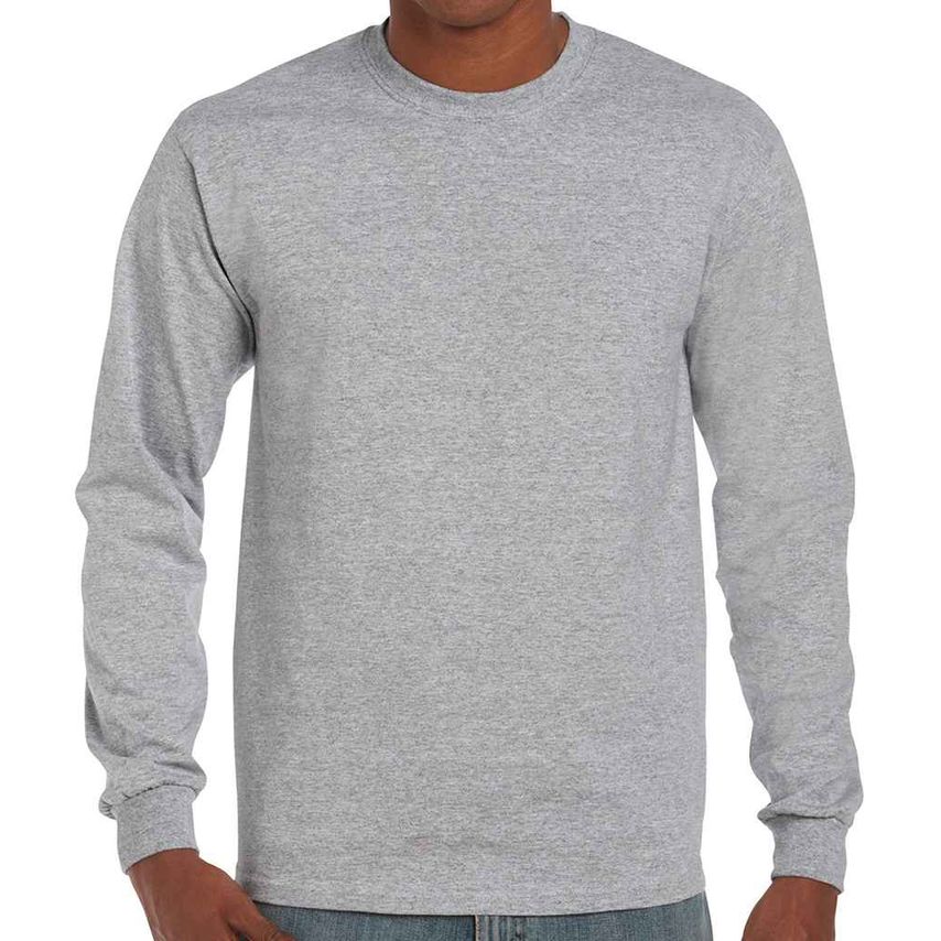 Gildan Ultra Cotton Long Sleeve T-Shirt Mens Sport Grey - GD14 SGY 5XL