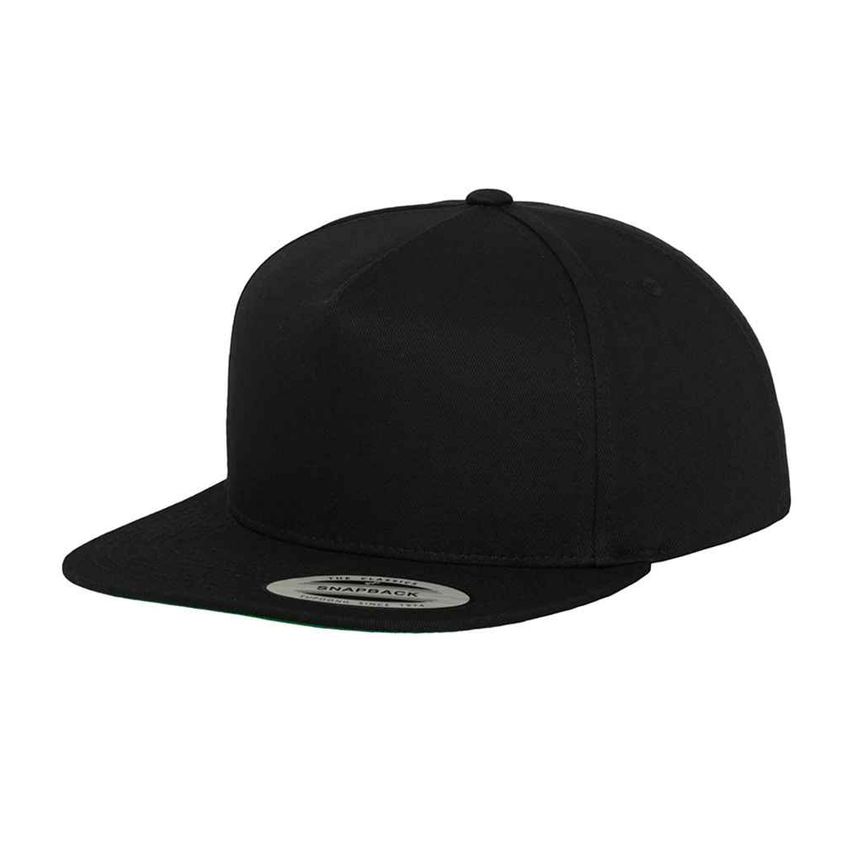 Flexfit Classic 5 Panel Snapback Cap Black F6007 Black One