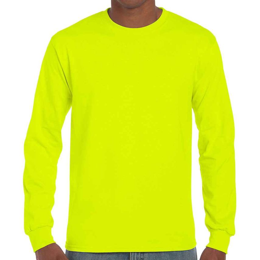 Gildan Ultra Cotton Long Sleeve T-Shirt Mens Safety Green - GD14 SYG 3XL