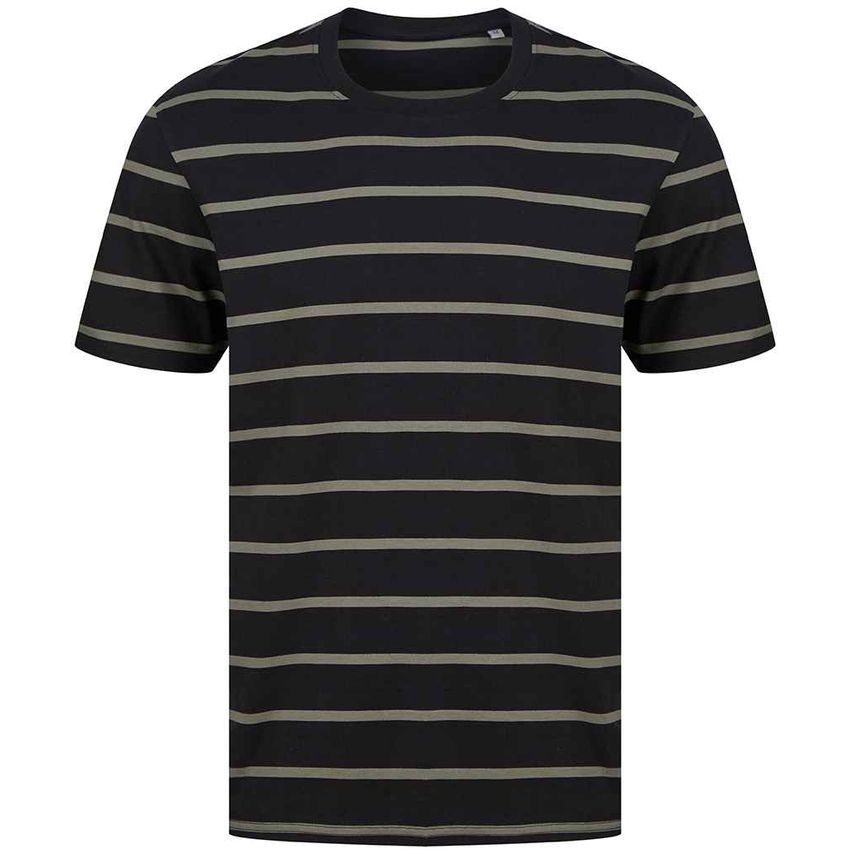 Front Row Striped T-Shirt Mens Black/Khaki - FR136 BK/KH XXL