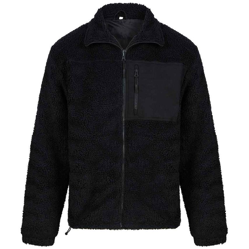Front Row Recycled Sherpa Fleece Jacket Mens Black FR854 Black XL