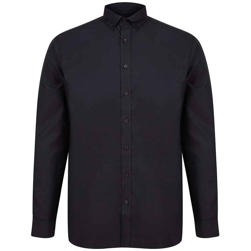 Henbury Modern Long Sleeve Classic Fit Oxford Shirt Mens Black H512C Black 3XL
