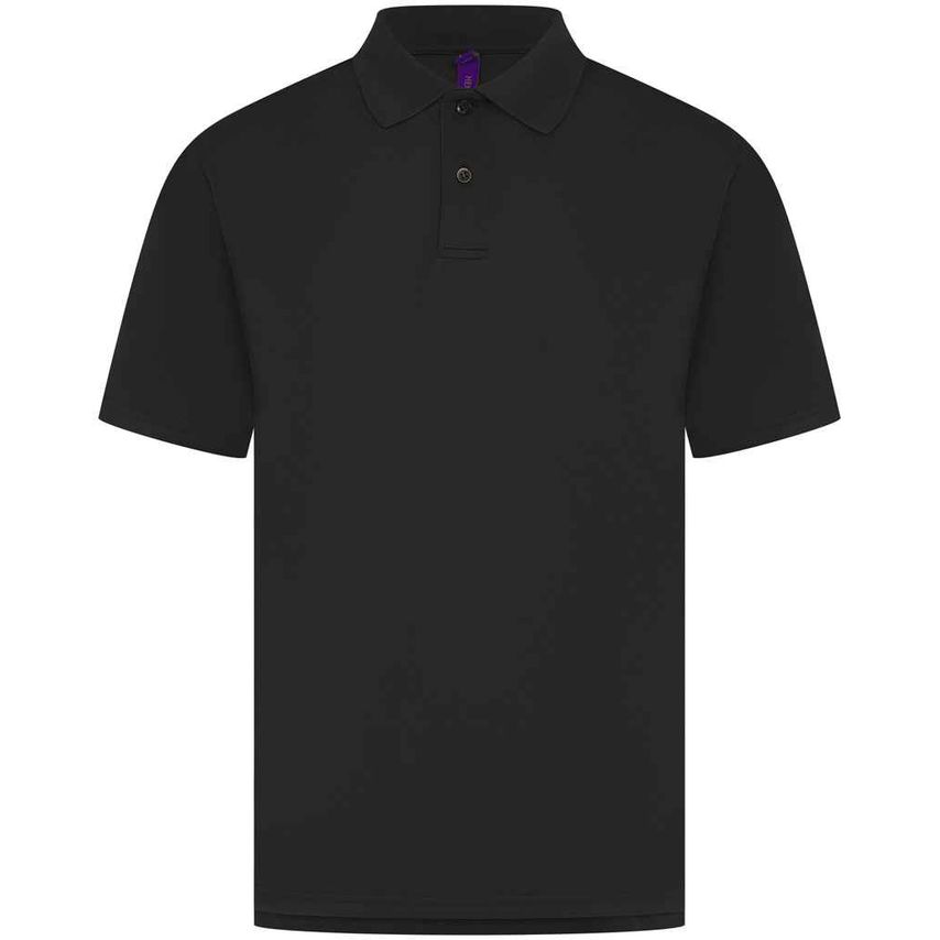 Henbury Coolplus Wicking Piqu Polo Shirt Mens Black H475 Black S