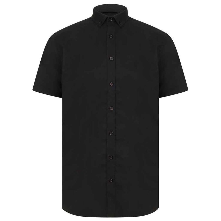 Henbury Modern Short Sleeve Regular Fit Oxford Shirt Mens Black H517R Black M/r