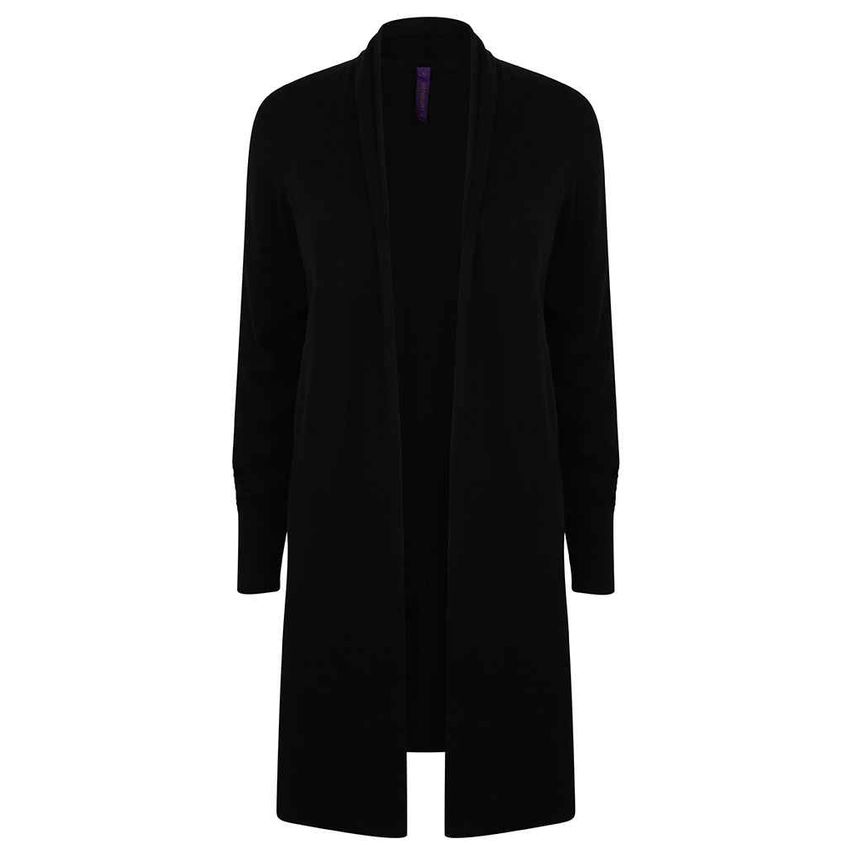 Henbury Ladies Longline Open Cardigan Ladies Black H719 Black XS
