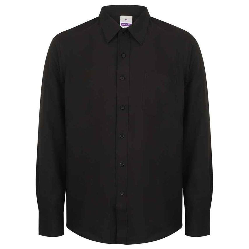 Henbury Long Sleeve Wicking Shirt Mens Black H590 Black 4XL