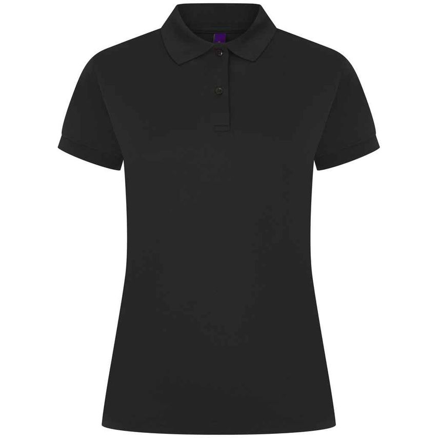 Henbury Ladies Coolplus Wicking Piqu Polo Shirt Ladies Black H476 Black L