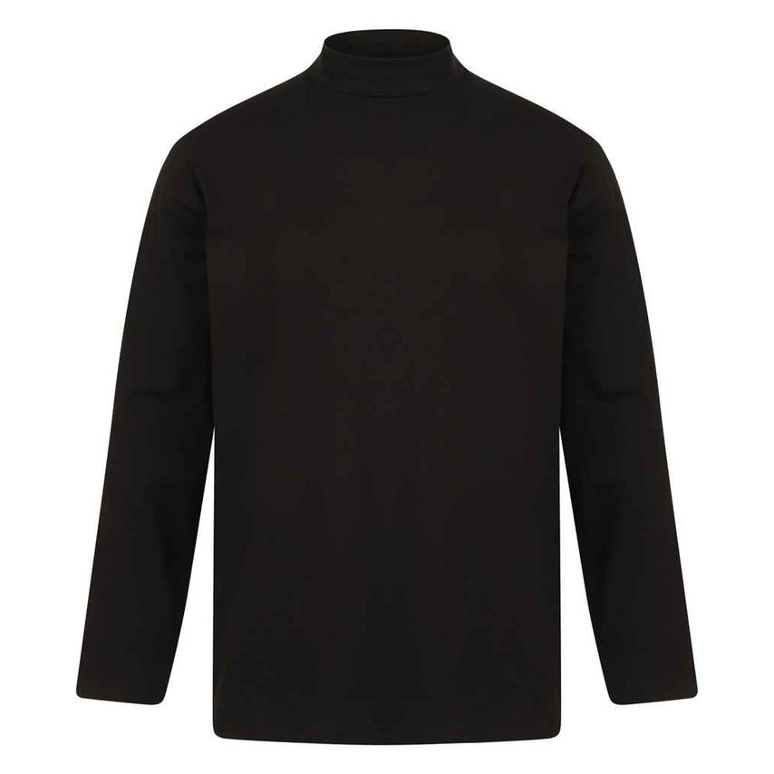 Henbury Long Sleeve Roll Neck Top Mens Black H020 Black S