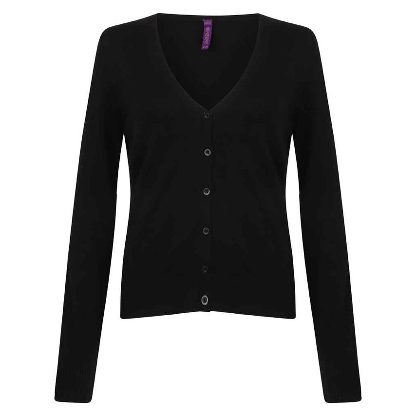 Henbury Ladies Lightweight V Neck Cardigan Ladies Black H726 Black L