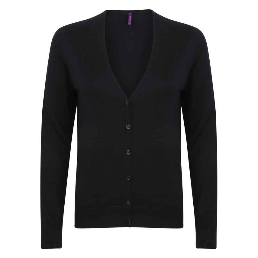 Henbury Ladies Lightweight V Neck Cardigan Ladies Navy H726 Nav 2XS