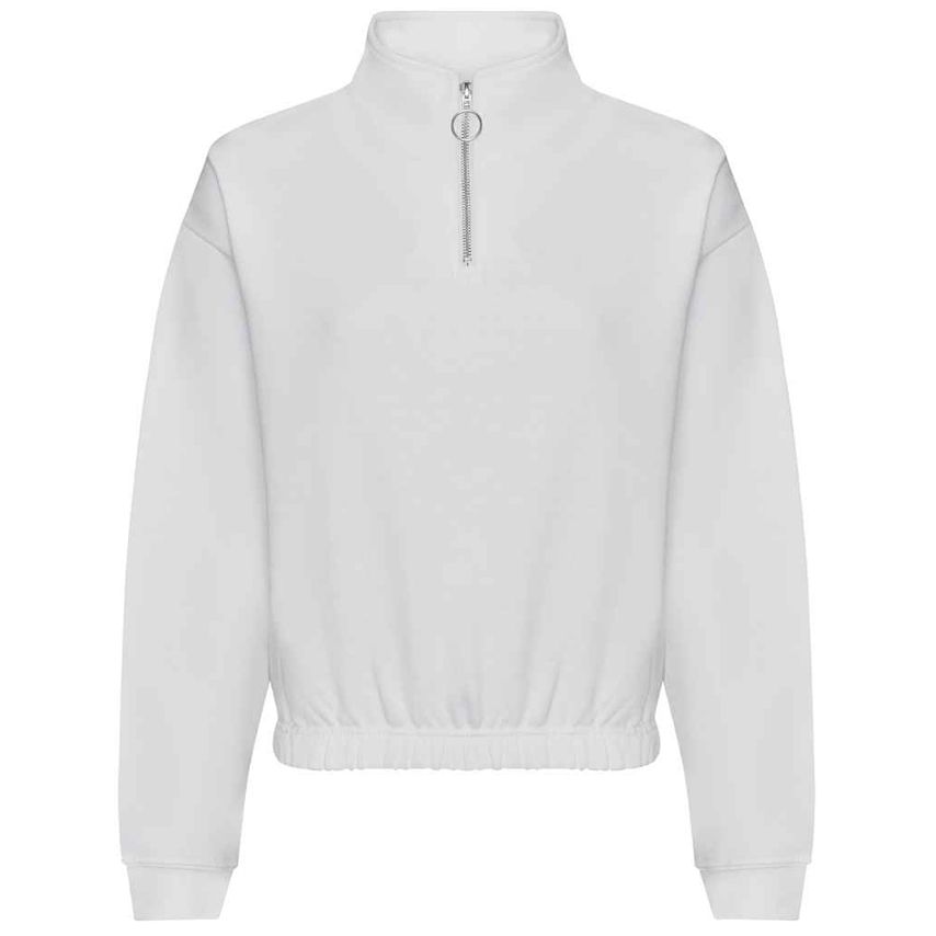 Just Hoods AWDis Ladies Cropped 1/4 Zip Sweatshirt Ladies Arctic White JH037 Acw