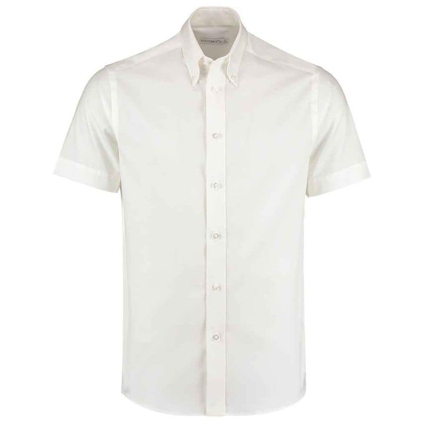Kustom Kit Premium Short Sleeve Tailored Oxford Shirt Mens White - K187 WHI 15.5